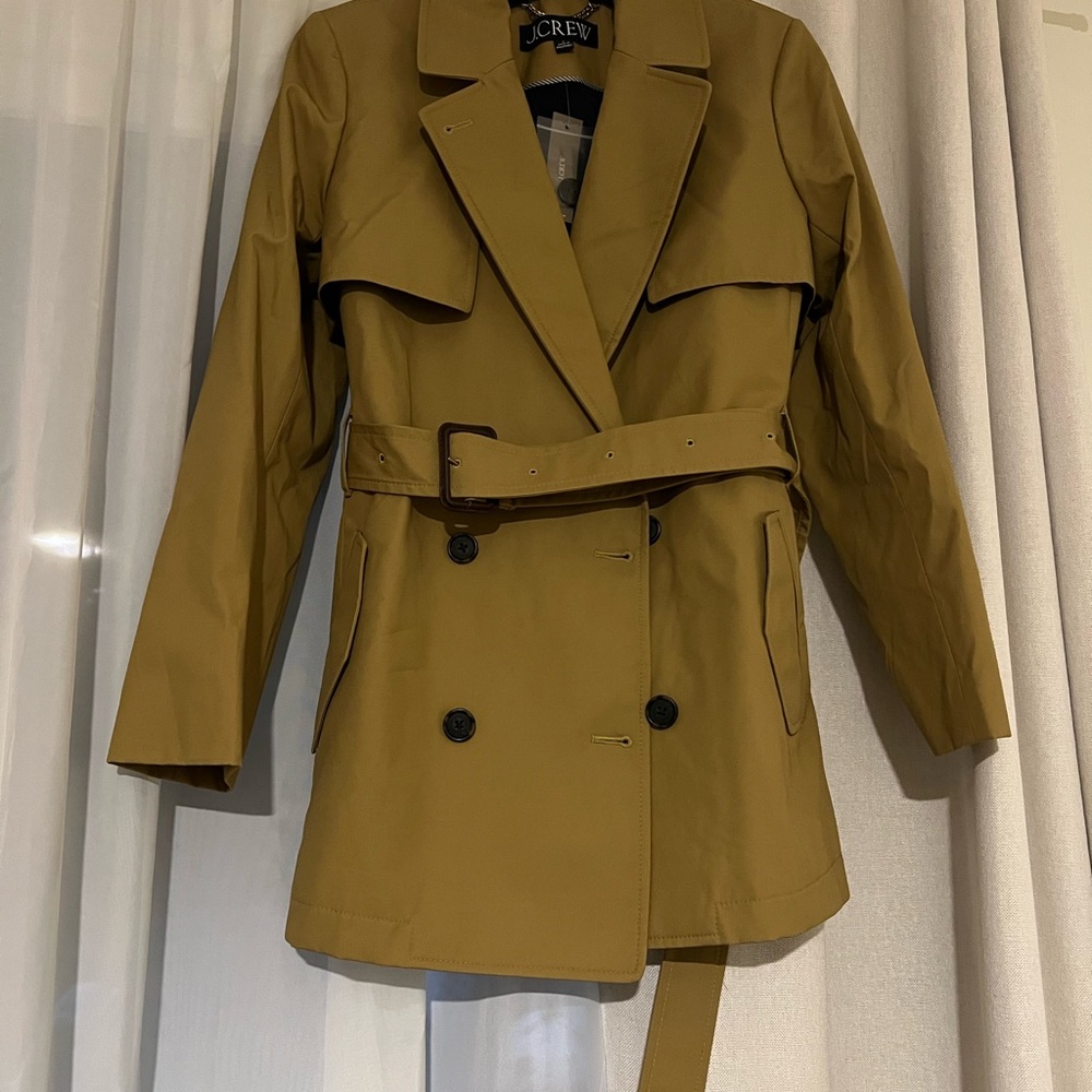 J. Crew Honey Brown Tan Cropped Trench Coat